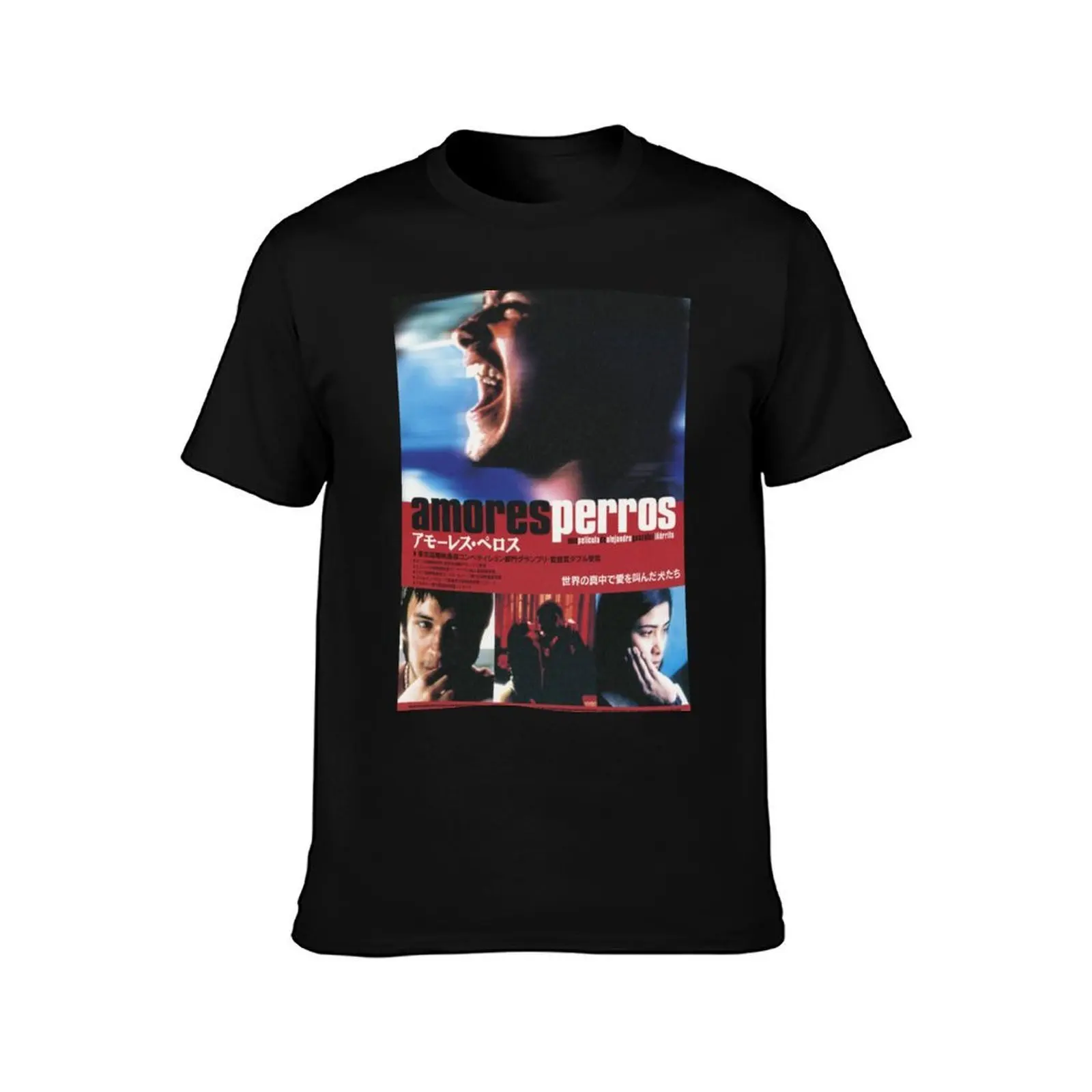 Amores Perros T-Shirt, Summer Casual Cotton Tee, Oversized Streetwear Tops, Vintage Graphic Print, Loose Fit Short Sleeve