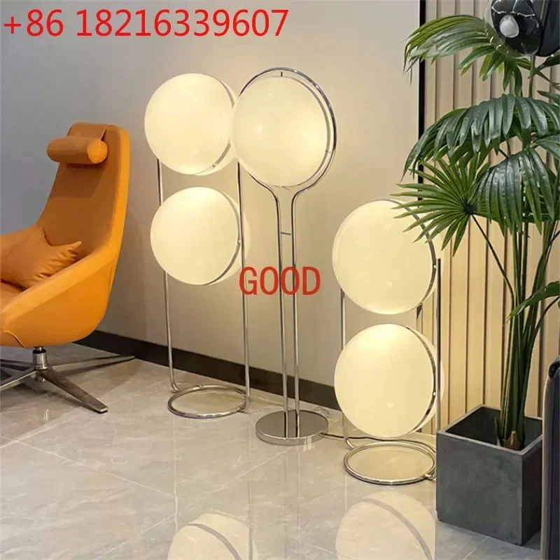 Garrault Delord floor lamp Designer Led Chrome Metal White Acrylic Ball Light Living Room Hotel  lounge sofa  Decoration Lamp