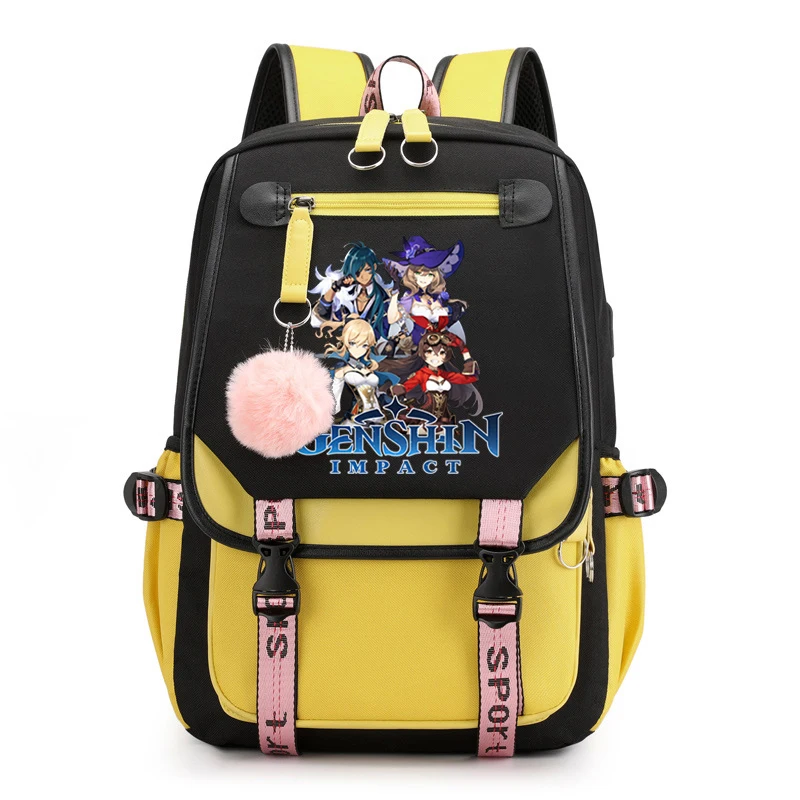 Genshin Impact Rugzak Schooltassen voor Meisjes met Anime Rugzak voor Tiener Kinderen USB Waterdichte Schoolrugzak Zakken Mochila