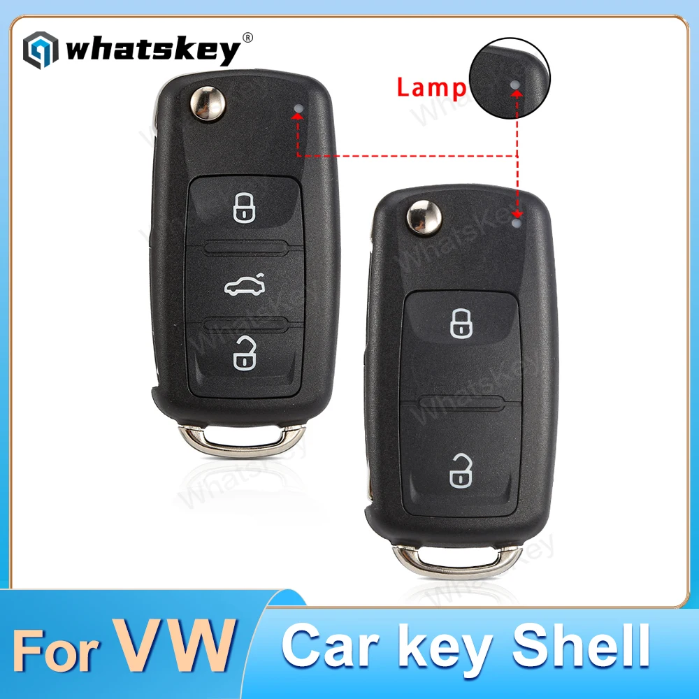 WhatsKey-funda para llave de coche remota, carcasa con tapa de 3 botones para Volkswagen Golf Mk6, VW Caddy Passat, Seat Altea, Skoda Octavia