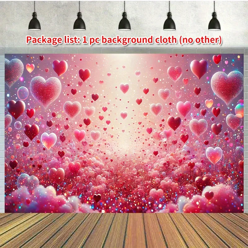 2D flach, 1 lebendiger, herzförmiger Polyester-Fotohintergrund – Valentinstag, Geburtstag und Jubiläum