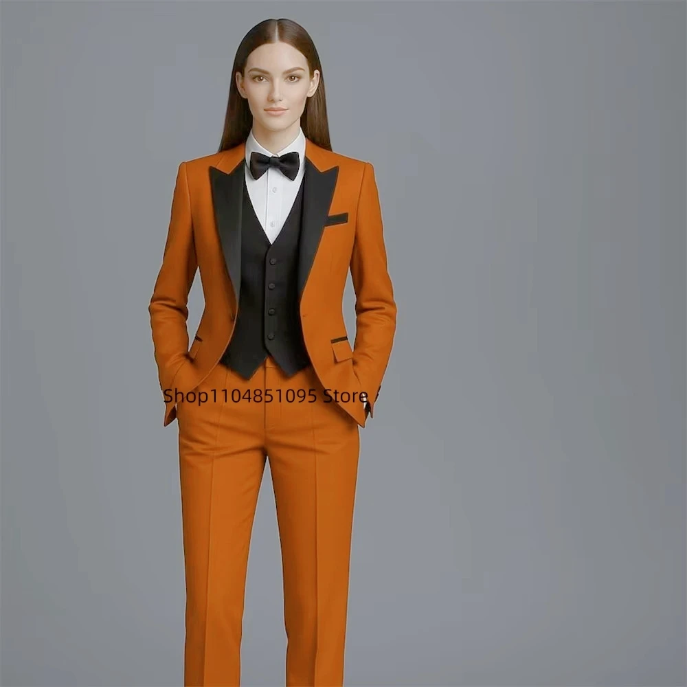 Zdjęcie 5: Elegancki damski garnitur 3-częściowy: marynarka, kamizelka, spodnie. Formalny, do biura, smart casual, damskie spodnie, damskie komplety.