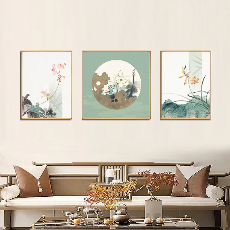 

Традиционная картина на шелке, выполненная в технике золотой фольги, триптих для дома и офиса, декоративная картина в раме из массива дерева.