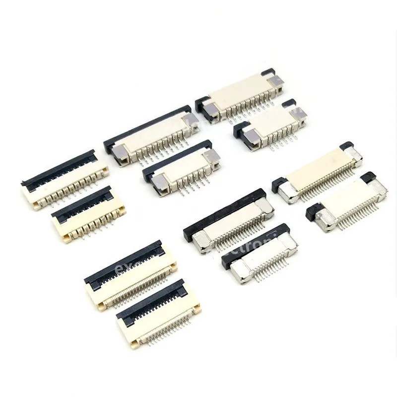 50PCS FPC Connector Socket 0.5MM/1.0MM Drawer/Clamshell Flip Upper/lower /Vertical SMD Contact 4/6/8/10/12/14/16/18/20/22/24-60P