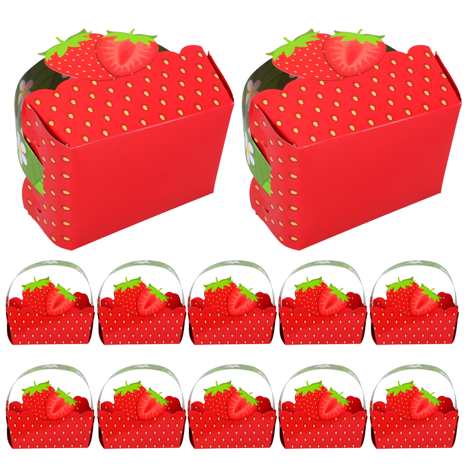 

20 Pcs Fruit Paper Box Snack Container Party Candy Storage Dry Nuts Boxes Food Containers Popcorn Treat BowlsHandled Trays