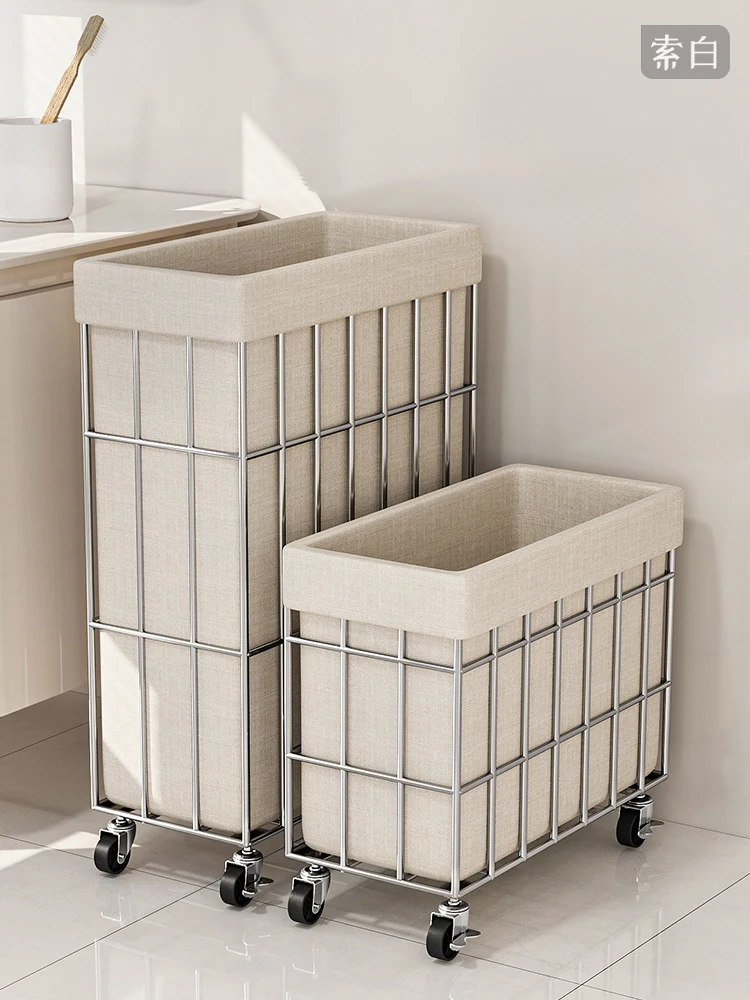 

Waing Basket Dir Clothes Hamper with Wheels Home Use High Aesthetic Value Storage Basket Iron Material Bedroom Use