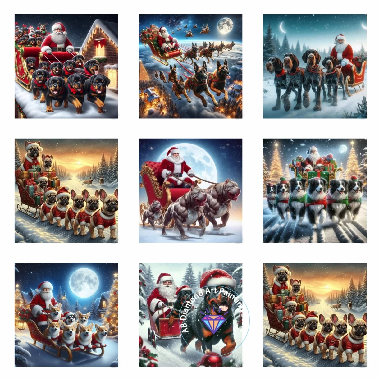 

New Diamond Painting Kits Art Cross Stitch dog sledding Santa Claus Moon 5D DIY Full Diamond Mosaic Embroidery Christmas Gift