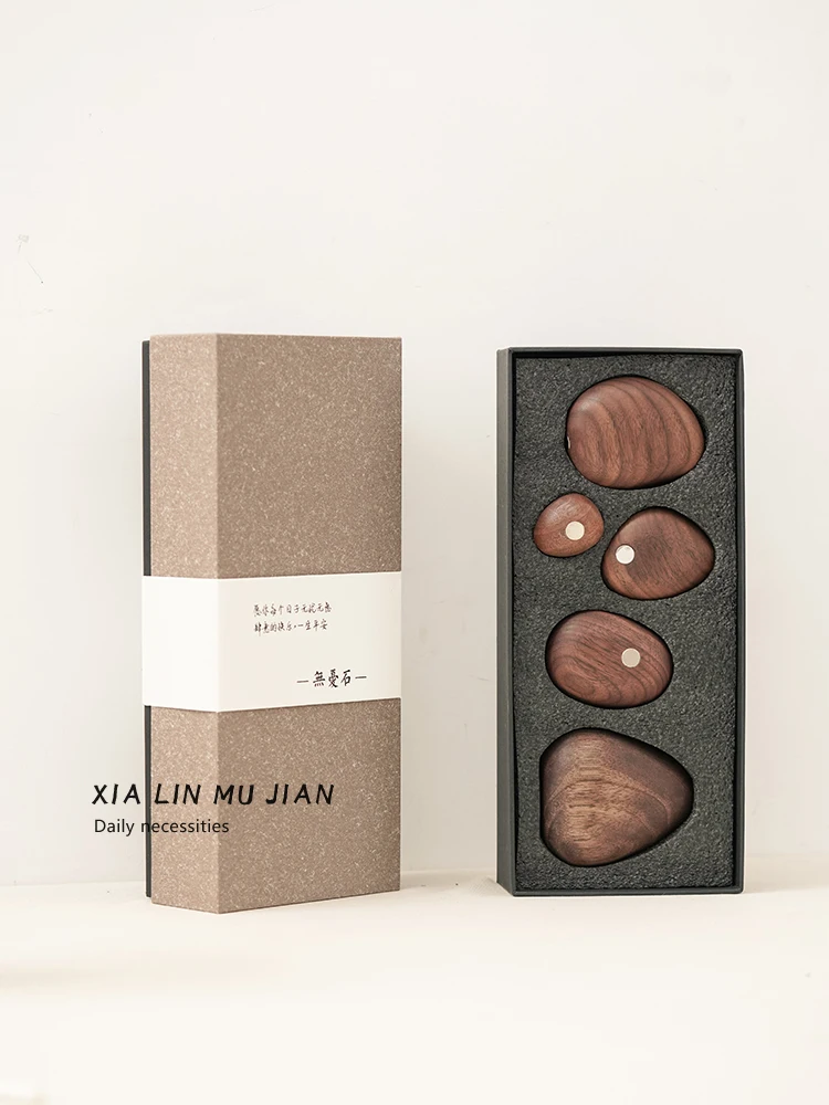 Modern Minimalist Wooden Balance Stone Sculpture Creative Office Desk Decorations Moving Gift Geometric Shape Home Decoration