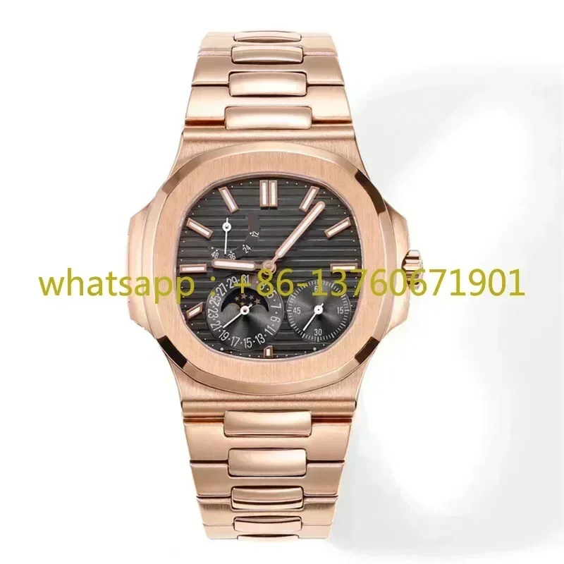 Top Quality Men Watch 5712 Automatic Mechanical Watches Stainless Steel Nautilus Sapphire Rose Gold Black Blue Leather 40MM