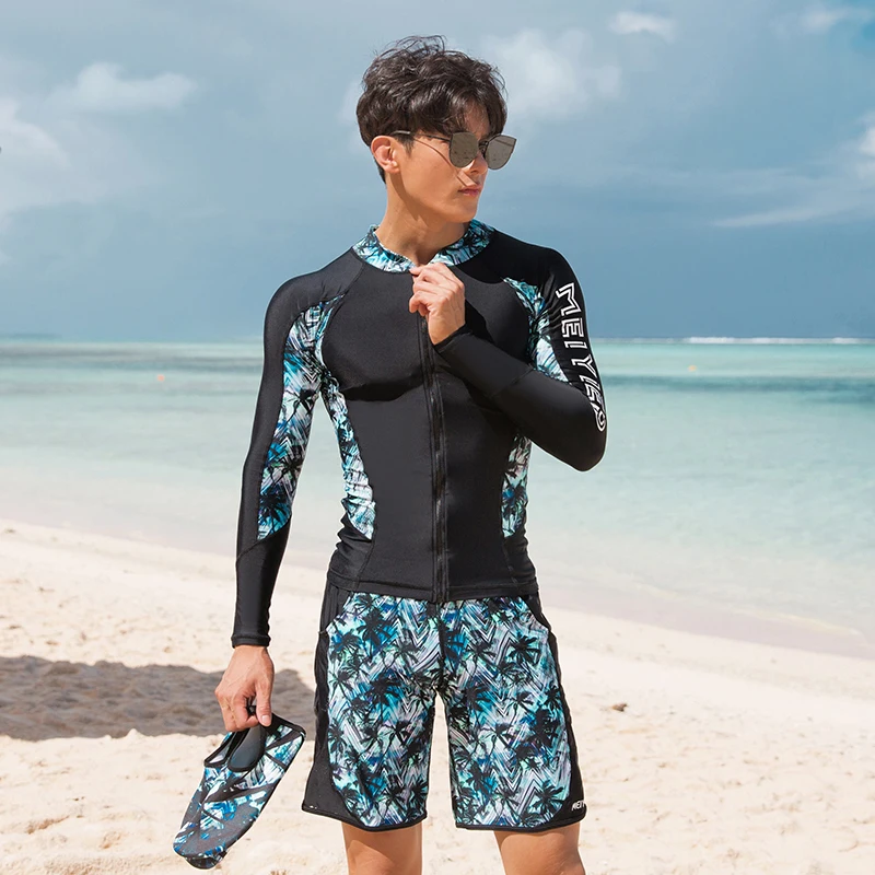 

Meiyier Top Quality Diving rashguard Mens Long Sleeve Surfing Shirt Men 3 Pieces Surf Clothing Shorts+Leggings Set