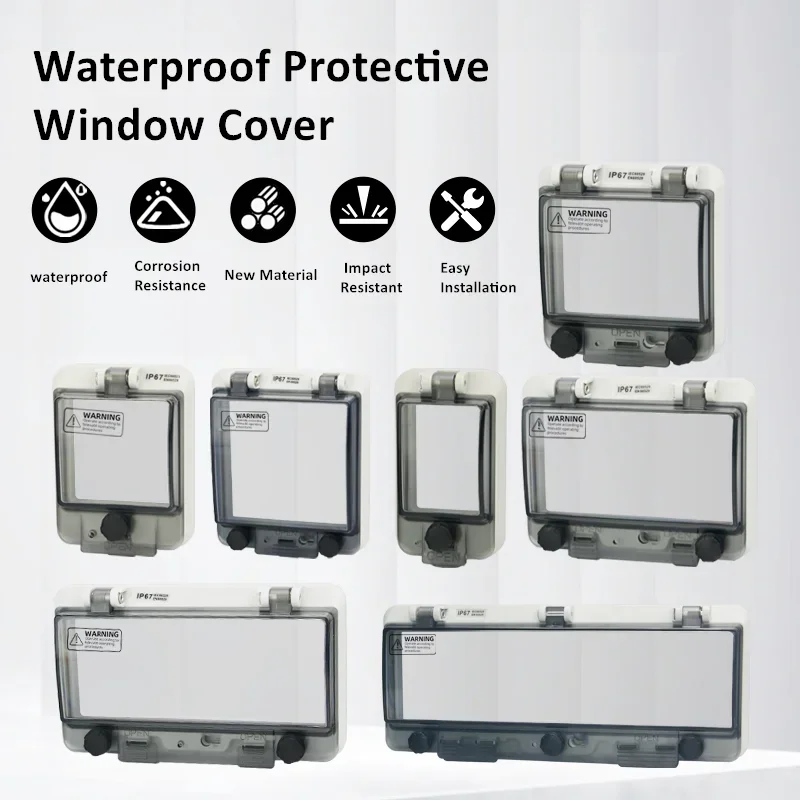 Waterproof Transparent Window Cover IP67 ABS Plastic For Outdoor Juction Box Protective Botton Switch Without Mounting Din Base