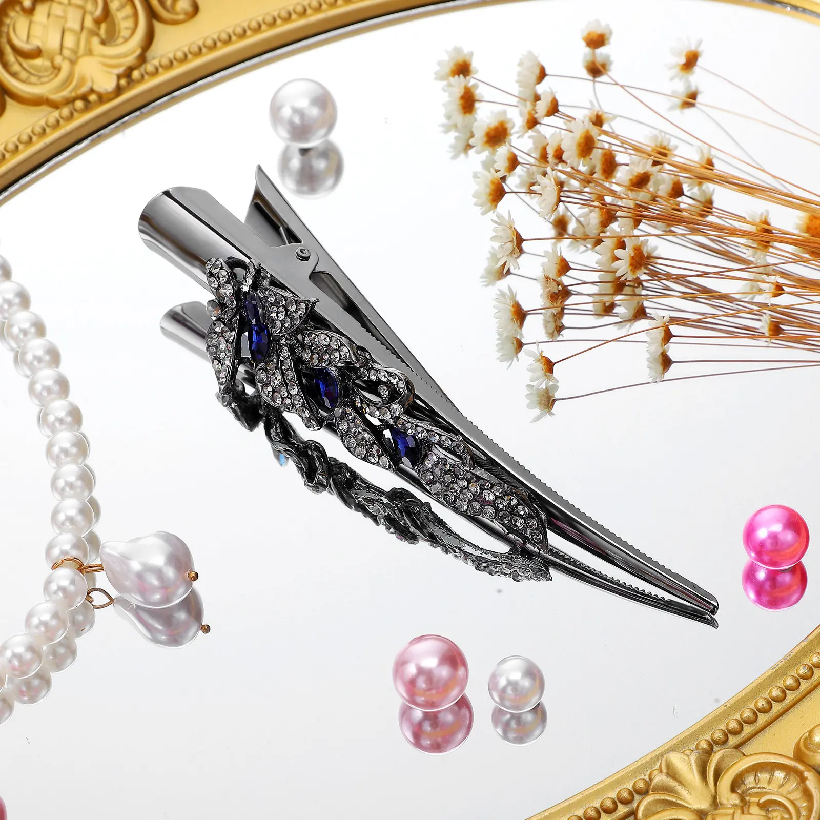 

Заколка для волос с кристаллами и стразами в виде аллигатора, блестящая декоративная заколка-уточка для женщин, подружек невесты, на свадьбу, выпускной, вечеринку, на каждый день