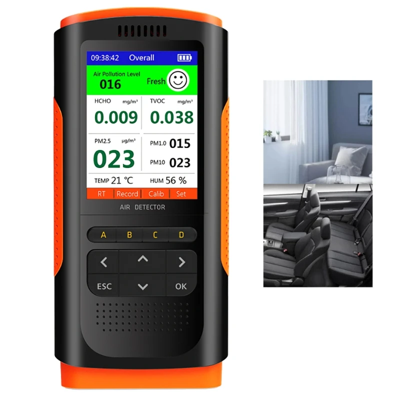 

Digital Formaldehyde Detector Handheld Air Quality Tester Indoor House Air Test PM2.5/Pm10/PM1/TVOC Sensor for Smart