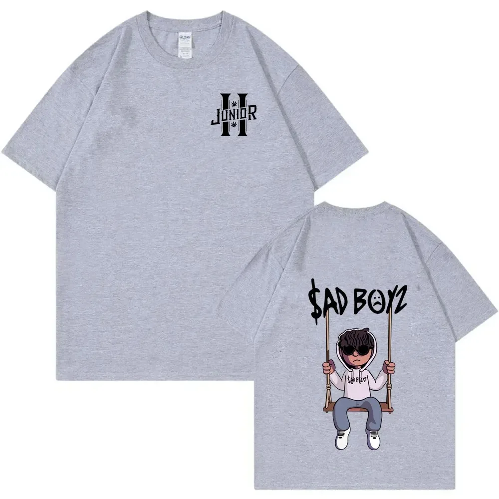 Junior H Sad Boys Pattern Shirt 100% Cotton Men Women O-Neck Short-sleeved Basic Leisure Trend T-shirt Summer Couple Tops