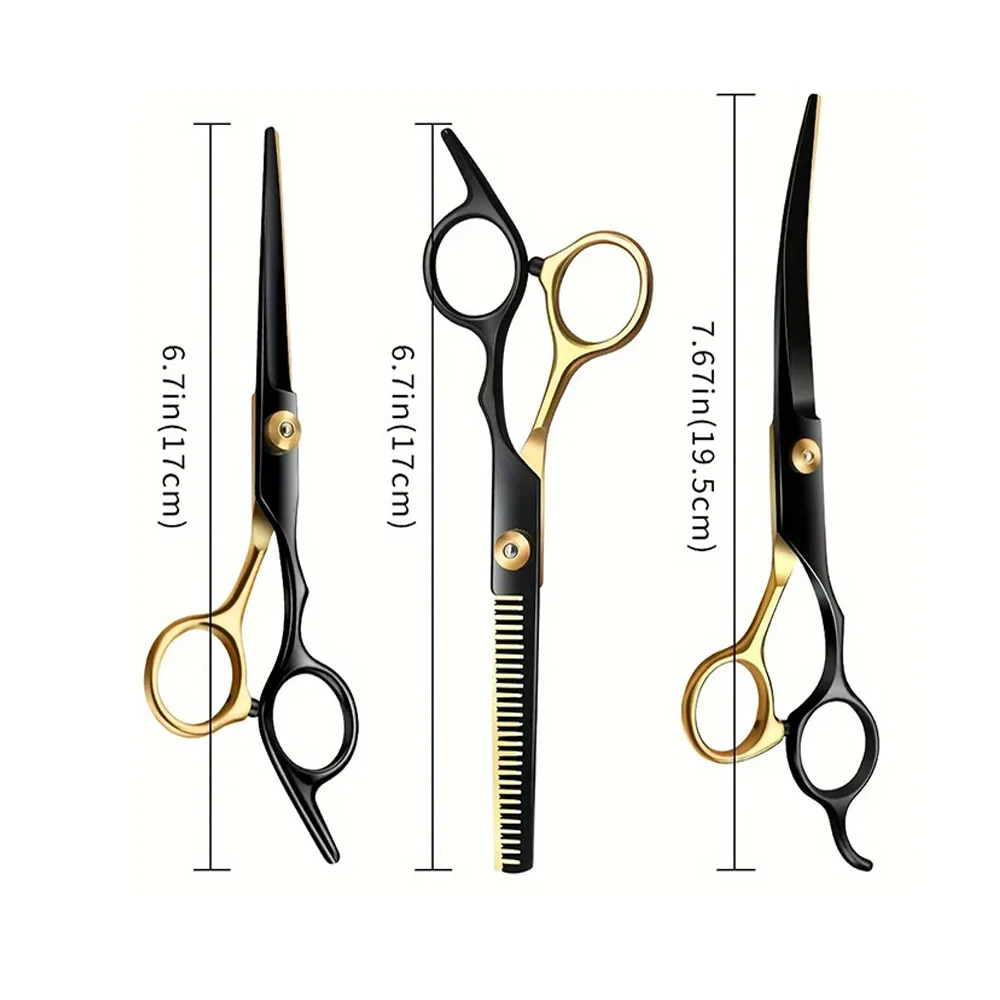 Professional 7-Inch Curved Chunkers Shears for Pet Grooming - Premium Stainless Steel Scissors, Lightweight Design for Cat