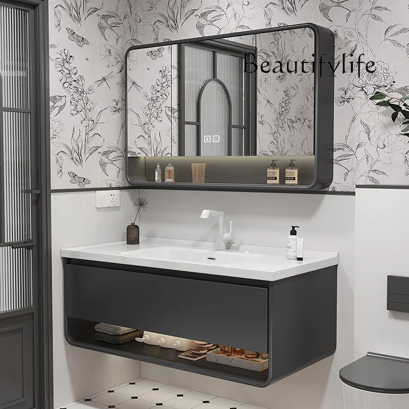 

French Retro Bathroom Cabinet Ceramic Whole Washbin Countertop Washstand Cabinet Holding Basin Wash Basin Cabinet