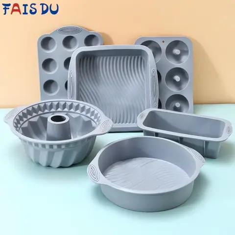 FAIS DU Torta in silicone grigio Stampo per torta resistente alle alte temperature Strumenti per pasticceria fai-da-te Muffin Accessori per la cottura del pane 3D