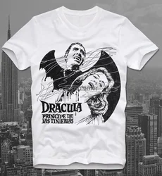 Dracula Vampire Cult Movie Poster Horror White Retro Vintage T Shirt Tee