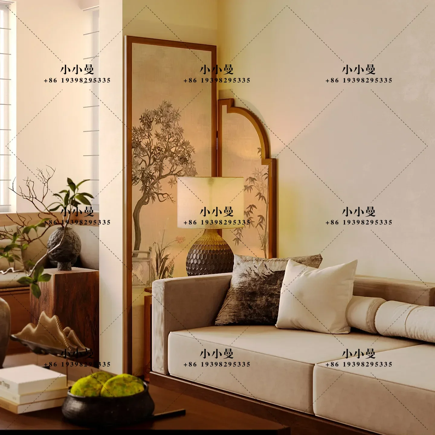 Song-style aesthetics, living room entrance, entrance partition, movable tea room, antique office decoration folding screen