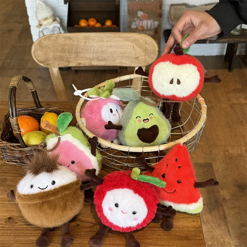 

Kawaii Cartoon Apple Coconut Watermelon Plush Key Schoolbag Pendant for Girls Lovely Stuffed Fruit Plush Kids Birthday Gifts