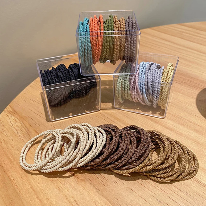 

50pcs/box Macaron color Simple Hair Rope for Women Seamless High Elastic Hair Ring Fashion Girl Hair Tie hair accessories