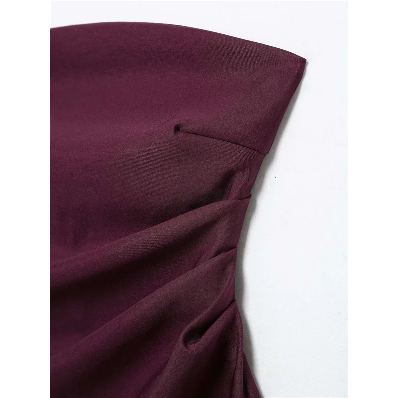 AOAO-tops femininos de verão 2025 na moda sem alças franzidos saindo tops roupas assimétricas camisas bandeau