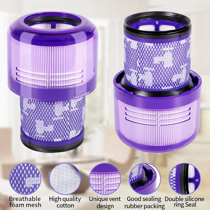 Vacuum Filters For Dyson V11 V15 SV14, SV17, SV22, Washable And Reusable, Dy-970013-02 & 97001302, Filter Replacement