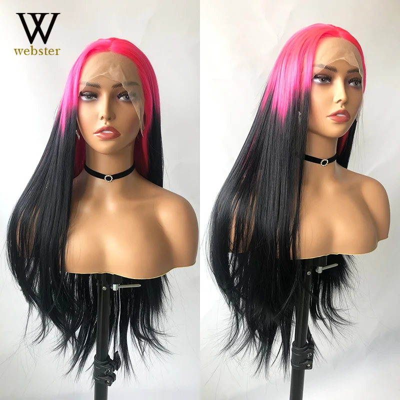 

Websterwigs Synthetic Long Soft Straight Red Wig For Women Middle Part Glueless Lace Front Heat Resistant Fiber Hair