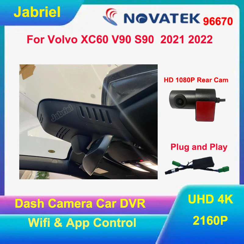 

Новый UHD 4K Wi-Fi автомобильный видеорегистратор видеорегистратор для Volvo XC60 V90 S90 2021 2022 специальный высококачественный регистратор вождения 2160P