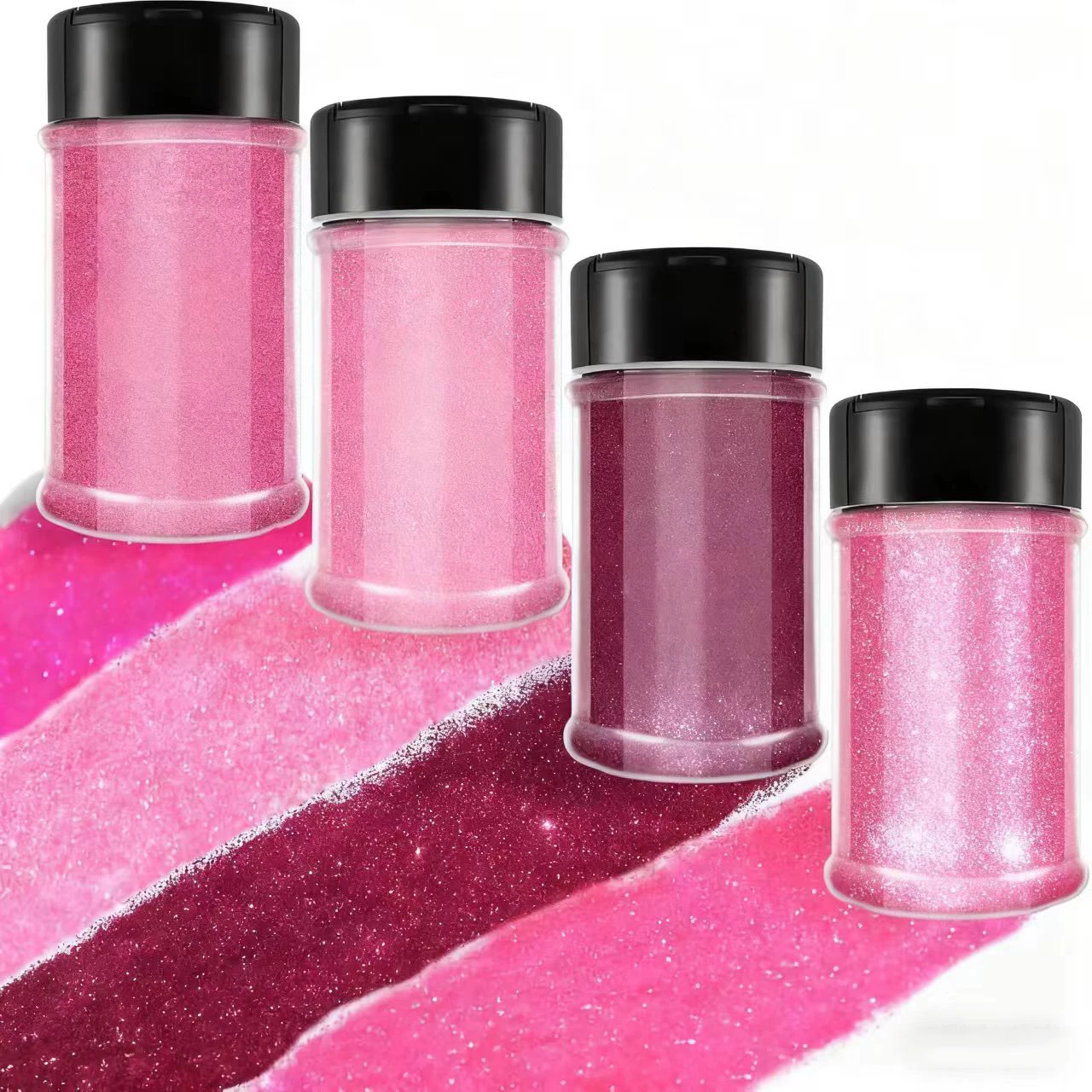 

4 Colors Nail Glitter Set, 1.94oz(55g) X 4 Blak, Purple, Black, Silver PET Flakes Sequins 1/128" Powder for Euphoria Party