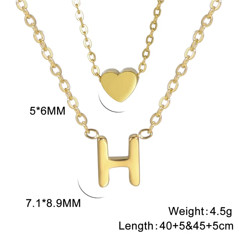 Mode Tiny Herz Initial Halskette Gold Silber Farbe Multilayer Brief Choker Halskette Für Frauen Charme Anhänger Schmuck Geschenk – Detail 28