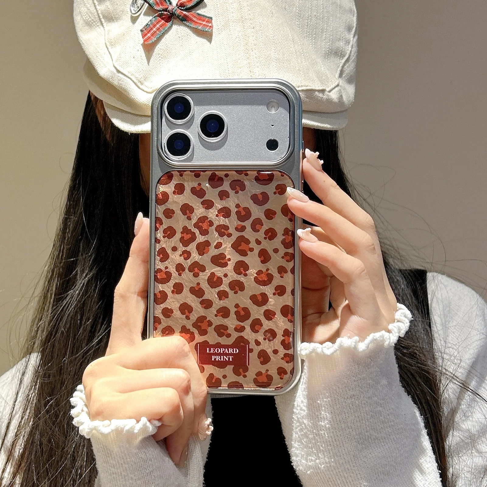 Sexy chocolate brown leopard print Autumn Plating Phone case For iPhone 17 16 15 14 13 Pro Max Case Cute Luxury shockproof Cover