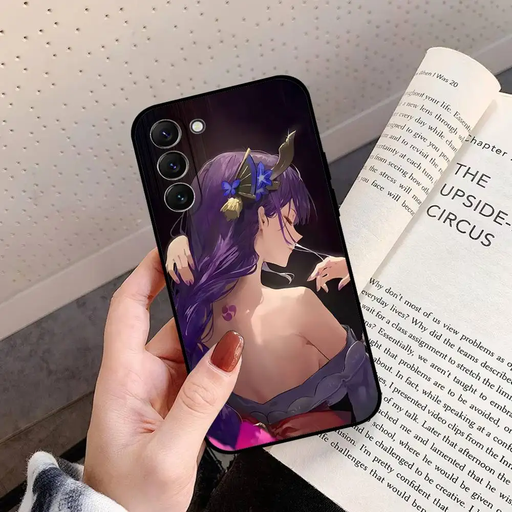 Custodia per telefono in silicone nero R-Raiden Shoguns per Samsung S24, S25, 22, 30, Note20, Lite, Ultra, 5G, Plus, FE