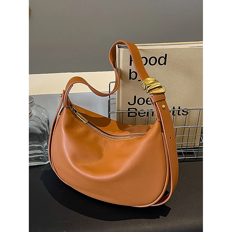 Bolsa de ombro sólida francesa retrô simples feminina, estilo coreano, casual, bolsa de axilas de alta qualidade, combina com tudo, bolsa viajante, nova moda