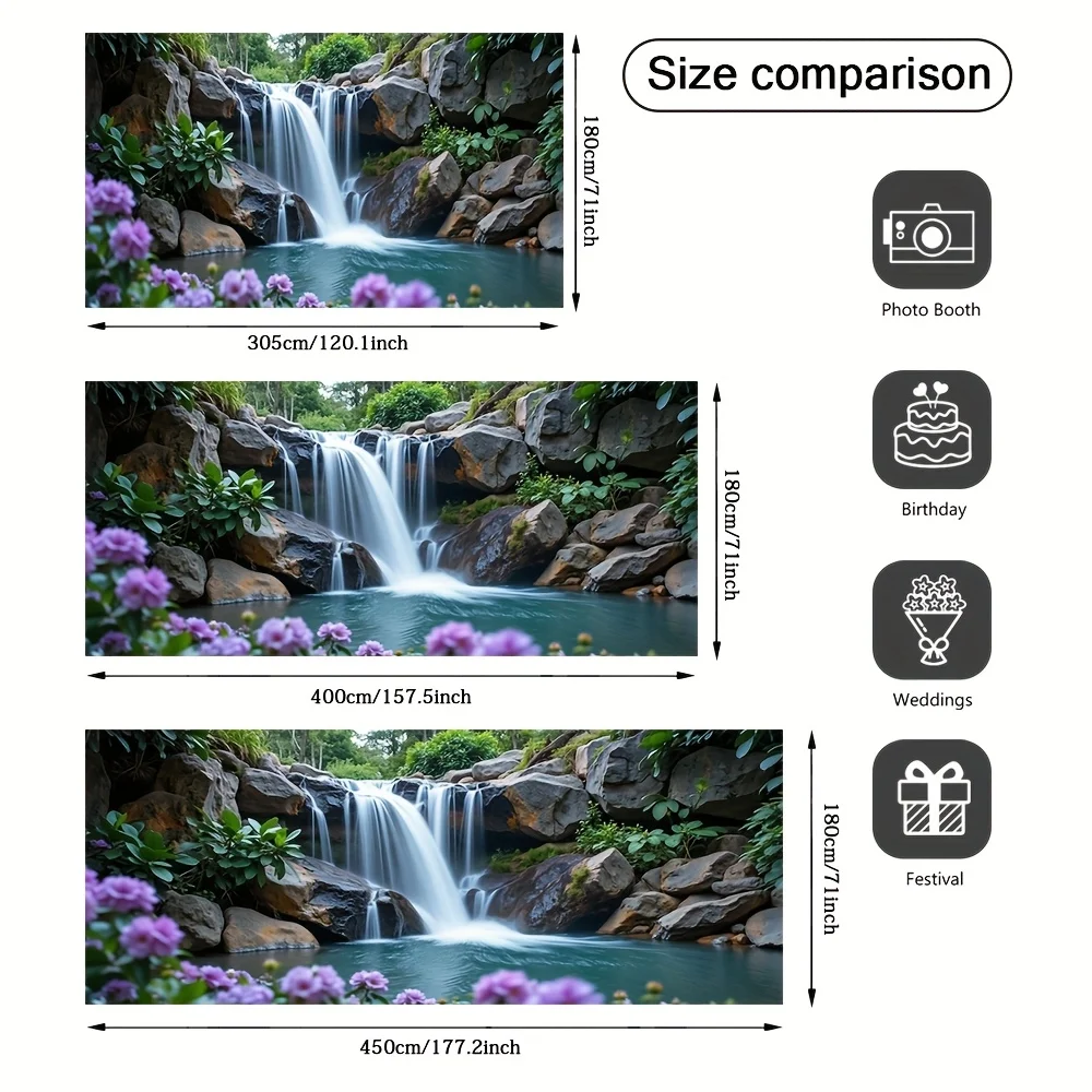 1pc landscape waterfall and flower garage door polyester banner, outdoor decoration, garden party, festival event