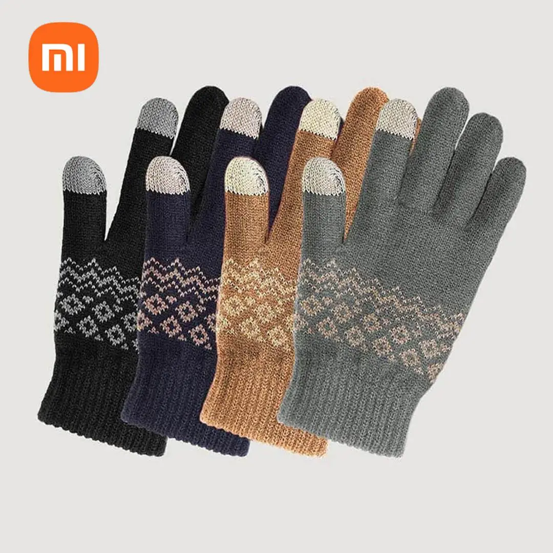 xiaomi mijia Теплые флисовые перчатки с сенсорным экраном Зимние мужские и женские перчатки Хлопковые перчатки