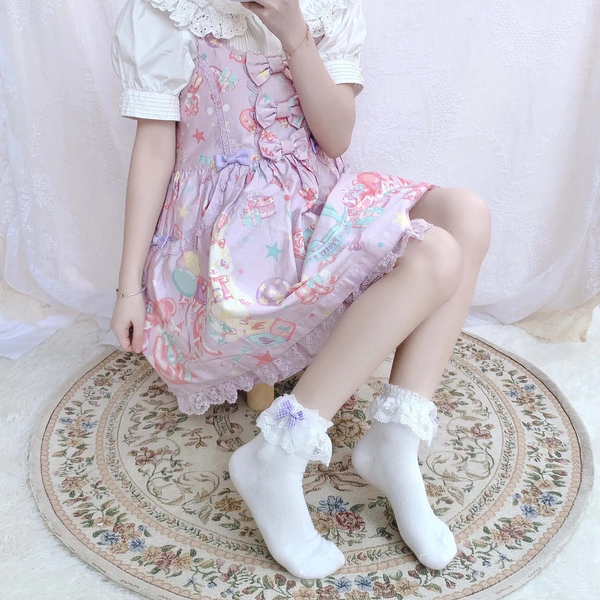 5 أزواج الجوارب النسائية البكر جميل لوليتا الدانتيل جورب قصير الصيف لطيف الحلو كشكش الانحناء القطن جورب الأميرة Kawaii تنفس