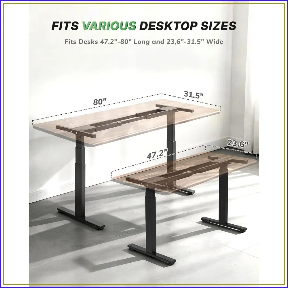 3-Stage Dual Motor Standing Desk Frame, Height Adjustable Electric Desk Legs, 300 lbs Capacity