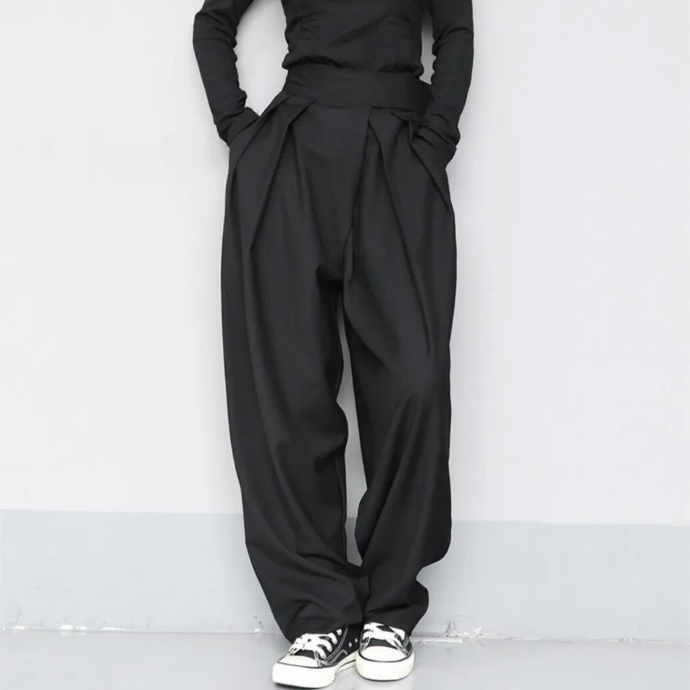 

CHIC High Waist Suit Pants Women Loose Floor-Length Oversized Wide Leg Trousers Femme Korean Straight Black Pants Long Bottom
