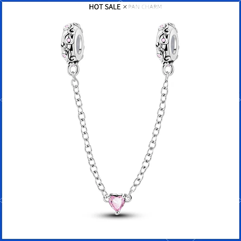

925 sterling silver Valentine's Day love spreading safety chain, suitable for original women's bracelets Diy jewelry gifts