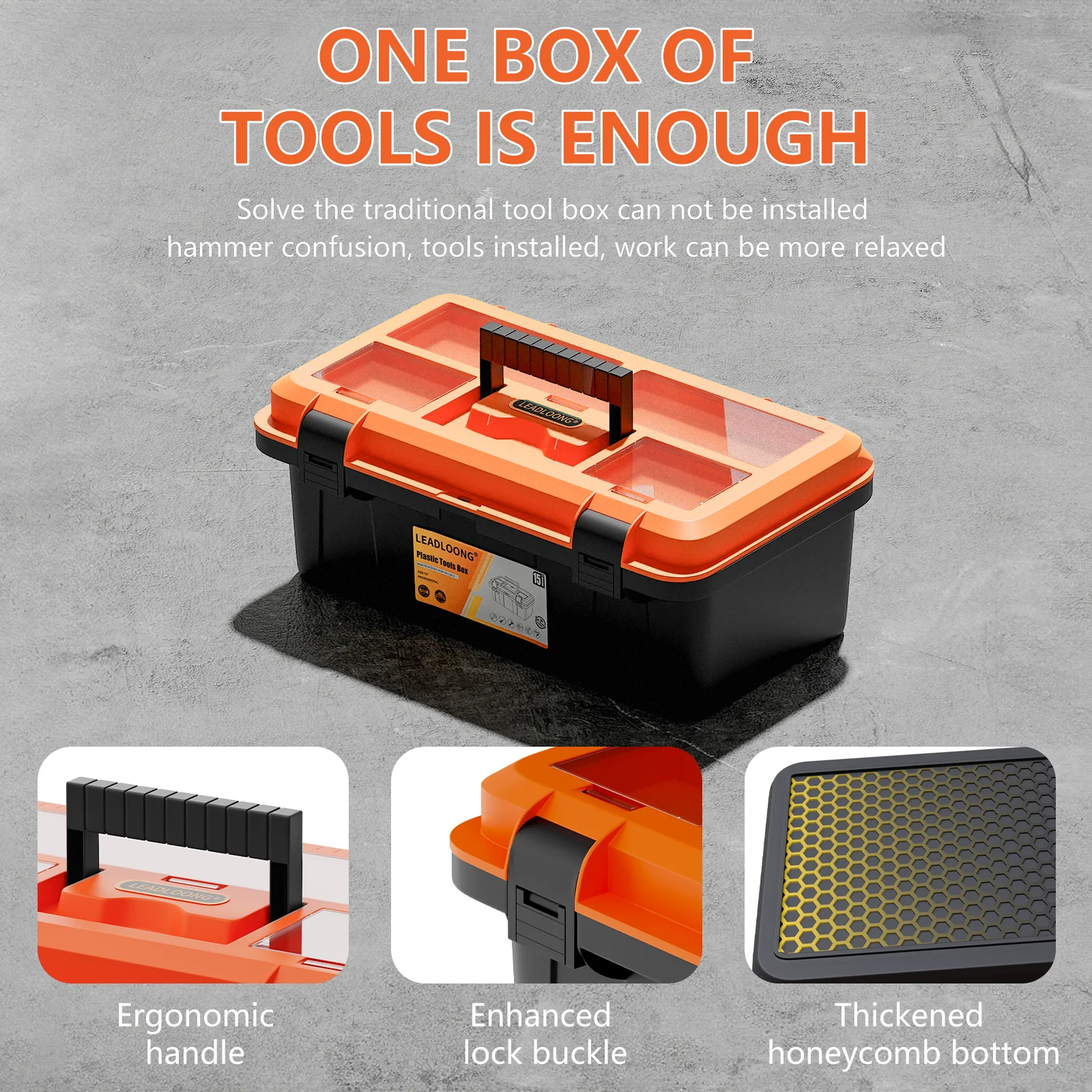 15/17/20Inch Plastic Thick Hardware Toolbox Double Layer Combination Suitcase Electrician Carpenter Electric Drill Storage Box