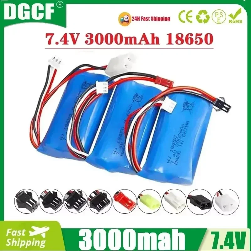 2S 7.4V 3000mah lipo Battery 18650 For Wltoys 144001 A959-B A969-B A979-B K929-B 12428 12423 10428 Q39 RC Car Spare Parts