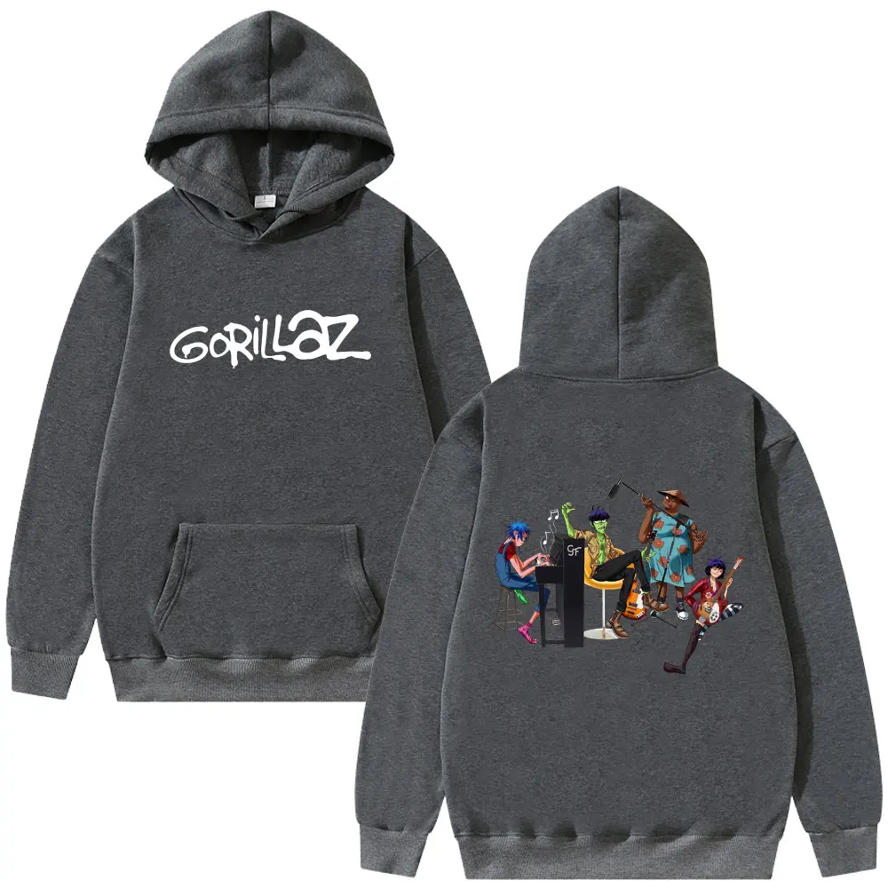 Rock Band Gorillaz Hoodie Male Vintage Oversized Pullover Men Women Hip Hop Gothic Retro Streetwear Men's Casual Fleece Hoodies