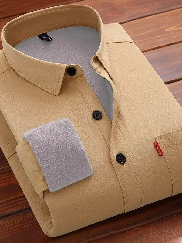 

Мужская молодежная повседневная рабочая одежда Long Sve Fce Lined Thiened Winter irt, устойчивая к грязи и ношению верхняя одежда для холодной одежды...