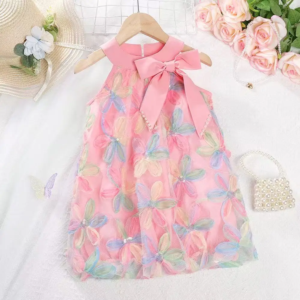 

Summer Dress 2025 Summer New Little Girl Fashionable Leisure Princess Dress Children's Thin Dress Trend Kids Clothing