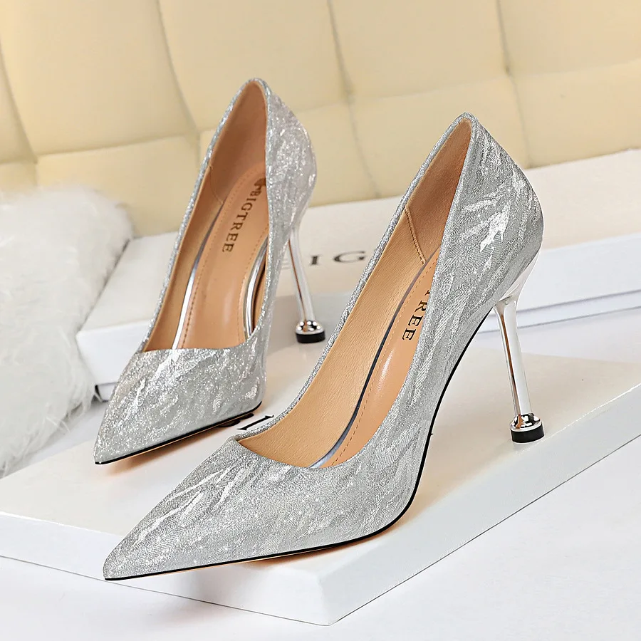 Style Versatile Bridesmaid Wedding Ladies High Heel Single Shoes Shallow Mouth Pointed Sexy Nightclub Slim Women's Pumps