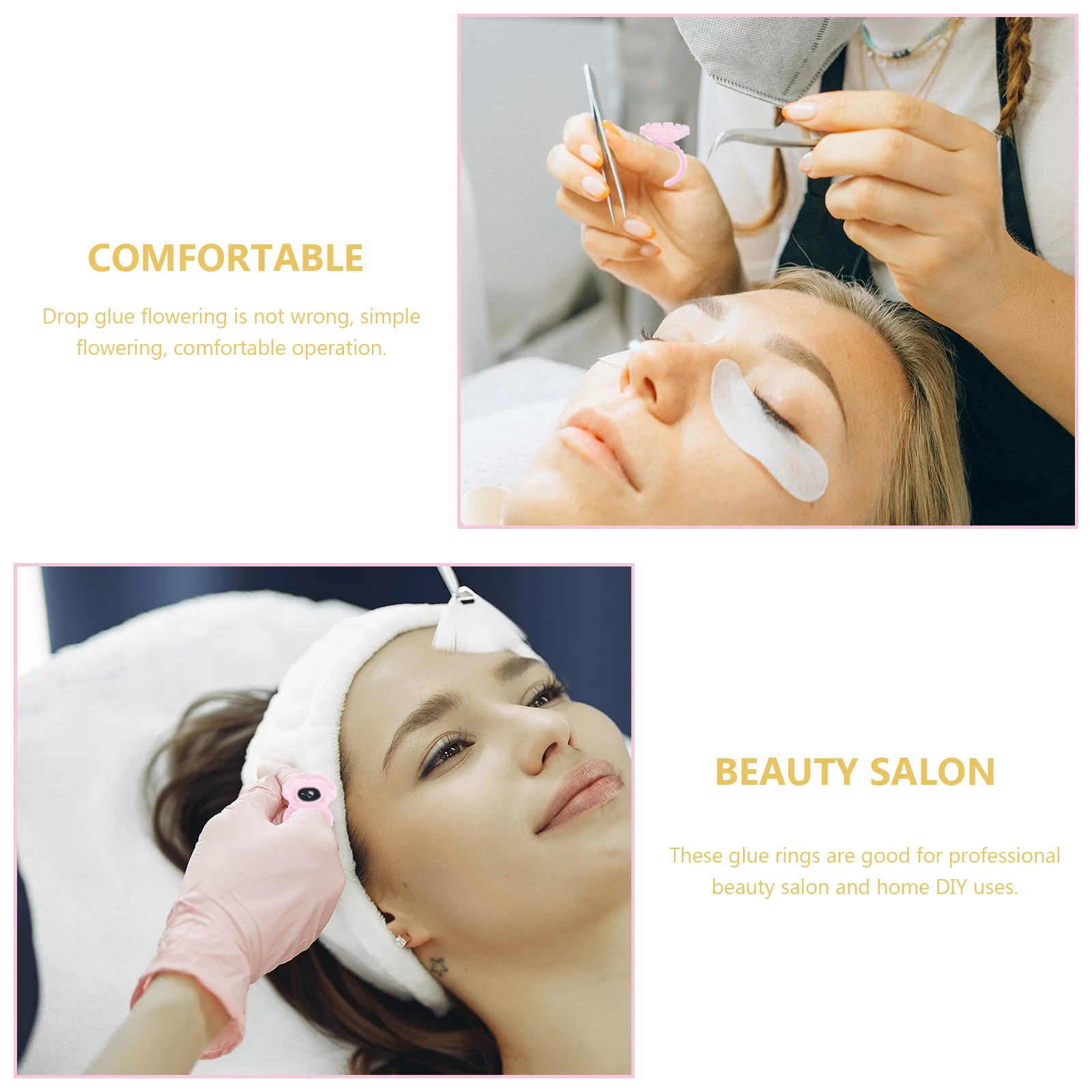 

100Pcs Ring Design Eyelash Glue Cup Professional Lash Extension Tool for Beauty Salon Home Use Glue Holder Pigment Ring Cups