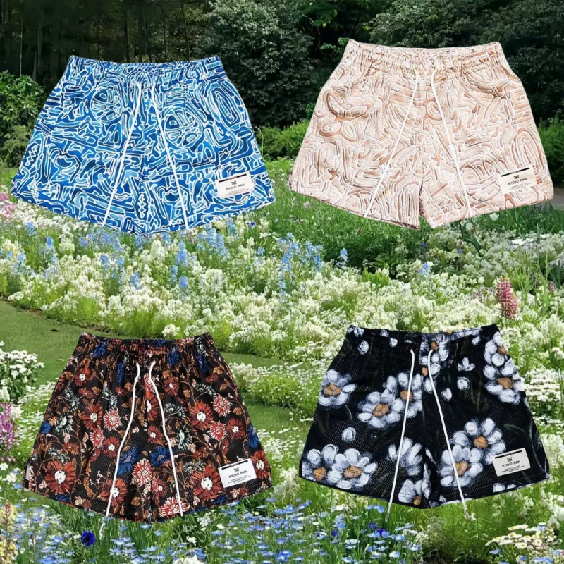 

RYOKO RAIN New Summer Men's Shorts Men and Women's Fashion Beach Seaside Casual Shorts Mesh Sports Motorcycle Quick-drying Pants