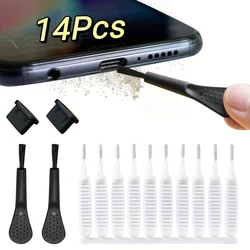 14pcs Mobile Phone Charging Port Dust Plug Removal Cleaner Kit For IPhone Samsung Universal Phone Dustproof Cleaning Brush