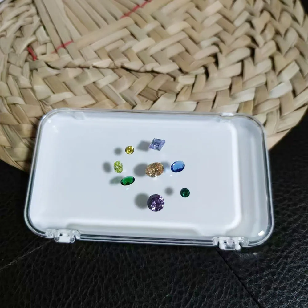 Loose Diamond Storage Box Transparent Gemstone Jewelry Display Stand Gems Organizer Bare Stone Box CVD Zircon Showcase 2Pcs